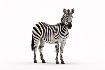 a zebra standing on a white background - obrazy, fototapety, plakaty