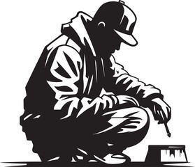 Urban Expression Vector Graffiti Artist Emblem SprayMaster Icon Black Logo Design