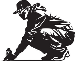 Aerosol Ace Graffiti Artist Icon GrafGuardian Innovator Black Logo Design