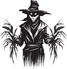 GhoulGrove Icon Halloween Black Logo NightmareNest Logo Vector Scarecrow Emblem