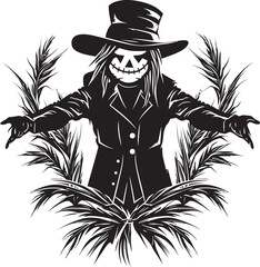 TerrorTiller Black Logo Scarecrow Symbol SpecterSentry Vector Halloween Icon