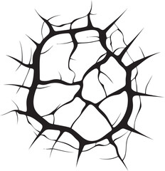 Obraz premium Broken Sketchlines Black Logo Design Icon Handcrafted Shatter Vector Cracked Lines Emblem