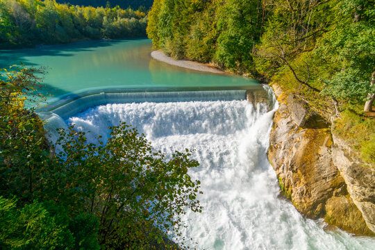 Der Lechfall in der Stadt F&uuml;ssen im Allg&auml;u an einem Tag im Sommer