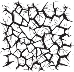 LineArt Hand Drawn Crack Emblem InkSketch Cracked Lines Vector Design