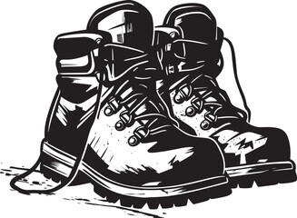 SummitDiscoverer Black Logo Design for Vector Boots OutdoorAdventurer Emblem Icon for Hiking Boots