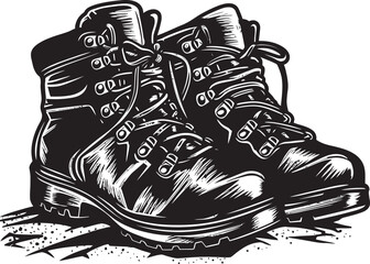 NatureWanderer Hand Drawn Logo for Hiking Boots TrailNomad Black Logo Design for Hiking Boots Icon