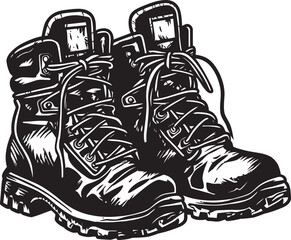 OutdoorAdventurer Emblem Icon for Hiking Boots NatureWanderer Hand Drawn Logo for Hiking Boots