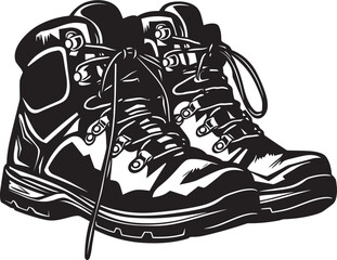 NatureWanderer Hand Drawn Logo for Hiking Boots TrailNomad Black Logo Design for Hiking Boots Icon