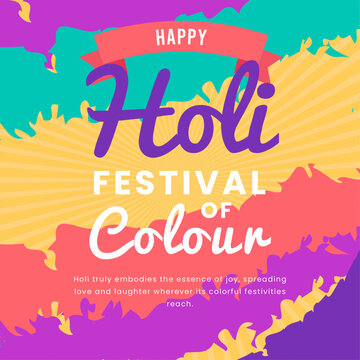 Happy Holi Beautiful poster for Indian festival Happy Holi with pot background. vector illustration design