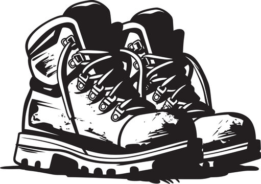 OutdoorQuest Black Logo Design for Hiking Boots TrailEssence Emblem Icon for Hiking Boots Vector