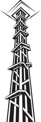 PowerProtector Iconic Emblem for Electric Infrastructure MegaWattMonument Hand Drawn Symbol for High Voltage Pole