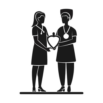 black nurses holding heart shape clip art preview