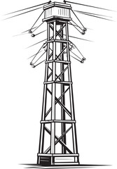 AmpereSafeguard Hand Drawn Symbol for Electric Infrastructure Protection ElectricGuardian Vector Black Logo Design for High Voltage Pole Security