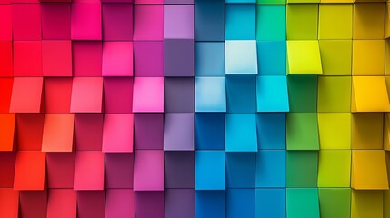 Vibrant Gradient Cubes Wall - A Colorful Transition from Warm to Cool Tones