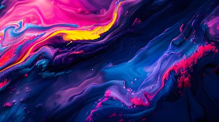 Zelfklevend Fotobehang Fractale golven Abstract neon texture
