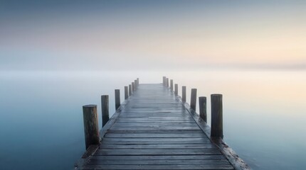 bridge in a lake and fog