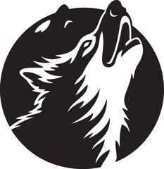MoonlitWail Iconic Emblem of Nighttime Canine LunaLament Hand Drawn Symbol for Lunar Wolf Icon