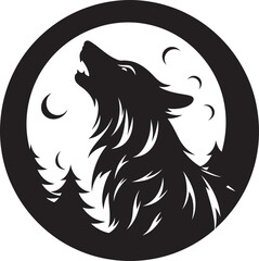 LunaHowl Hand Drawn Symbol for Nighttime Wolf MidnightMelody Vector Logo Design for Lunar Howler