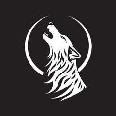 ShadowHowl Vector Logo Design for Moonlit Serenade LunarLull Black Emblem of Howling Wolf