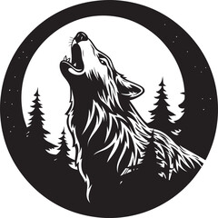 MoonlitWail Iconic Emblem of Lunar Howl LunaHowl Hand Drawn Symbol for Nighttime Serenade