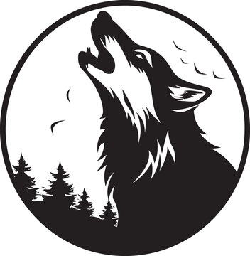 recommend clip art: MoonCry Iconic Emblem of Lunar Howler LunaLament Hand Drawn Symbol for Nighttime Canine