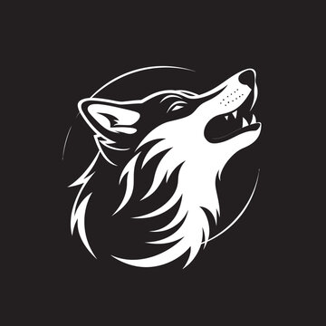 MoonlitHowler Black Emblem of Wolfs Serenade MoonshadowHowl Hand Drawn Symbol for Lunar Wolf Icon