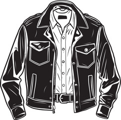 NoirTrend Black Emblem of Fashionable Jacket UrbanEdge Hand Drawn Symbol for Trendsetting Outerwear