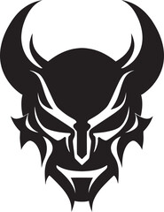 Noh Nightmare Vector Logo Design for Terrifying Kabuki Mask Samurai Specter Black Emblem of Ancient Demon Warrior