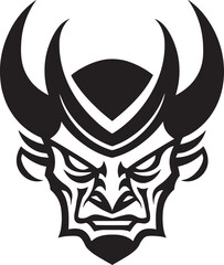 Haunting Onryo Hand Drawn Symbol for Vengeful Spirit Oni Ominous Vector Black Logo Design for Malevolent Mask