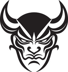Noh Nightmare Vector Black Logo Design for Creepy Mask Yokai Yonder Iconic Emblem of Eerie Presence
