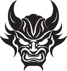 Yokai Yonder Iconic Emblem of Eerie Presence Haunting Hanya Hand Drawn Symbol for Terrifying Oni Mask