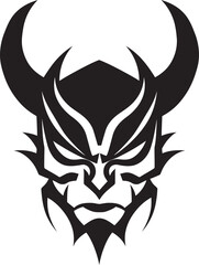 Demons Grin Hand Drawn Symbol for Terrifying Spirit Yokai Yami Vector Black Logo Design for Shadowy Oni