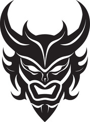 NohNightmare Vector Logo Design for Eerie Mask KabukiKaijin Black Emblem of Japanese Malevolence