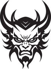 Haunting Onryo Hand Drawn Symbol for Haunting Spirit Oni Ominous Vector Logo Design for Vengeful Mask Icon