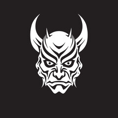 Yokai Yami Vector Black Logo Design for Shadowy Mask Noh Nightmare Iconic Emblem of Creepy Oni