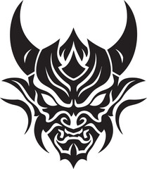 Demons Whisper Hand Drawn Symbol for Malevolent Oni Yokai Yonder Vector Black Logo Design for Eerie Presence