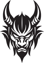 Oni Ominous Vector Logo Design for Vengeful Spirit Icon Samurai Specter Black Emblem of Ancient Masked Demon