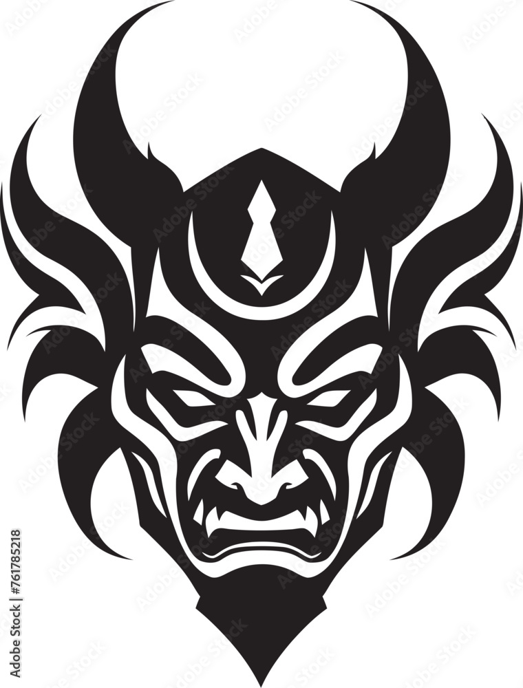 Wall mural YureiYokai Hand Drawn Symbol for Ghostly Demon NohNemesis Vector Logo Design for Haunting Mask - Wall murals