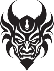 YureiYokai Hand Drawn Symbol for Ghostly Demon NohNemesis Vector Logo Design for Haunting Mask