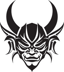 NohNemesis Vector Logo Design for Haunting Mask YokaiVisage Black Emblem of Eerie Spirit