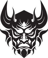 DemonDuality Hand Drawn Symbol for Dark Oni KabukiKokoro Vector Black Logo Design for Mysterious Mask
