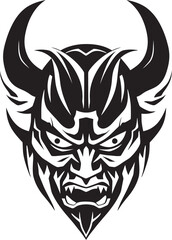 OniObscura Iconic Emblem of Japanese Devil HauntingOni Hand Drawn Symbol for Terrifying Mask