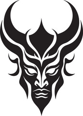 KabukiKokoro Black Emblem of Sinister Spirit OniObscura Hand Drawn Symbol for Haunting Mask