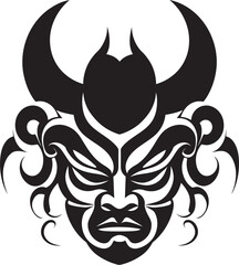 YureiYokai Hand Drawn Symbol for Ghostly Demon NohNemesis Vector Logo Design for Terrifying Mask