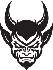 Yokai Yurei Hand Drawn Symbol for Supernatural Oni Noh Nightmare Vector Logo Design for Terrifying Kabuki Mask