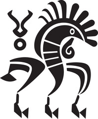 Tribal Legends Hand Drawn Kokopelli Symbol in Black Vector Kokopellis Call Black Logo Design of Tribal Art Icon