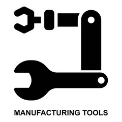 manufacturing tools, hardware, equipment, production, maintenance, repair expanded solid or glyph style icon for web mobile app presentation printing