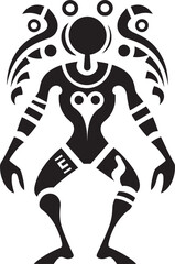 Ancient Harmonies Black Logo Design of Kokopelli Icon Southwest Saga Vector Emblem of Kokopelli in Black