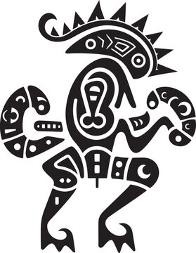Southwest Saga Vector Emblem of Kokopelli in Black Tribal Legends Hand Drawn Kokopelli Symbol in Black Vector