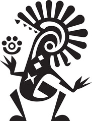 Kokopelli Rhythms Vector Emblem of Kokopelli in Black Tribal Tunes Hand Drawn Kokopelli Symbol in Black Vector